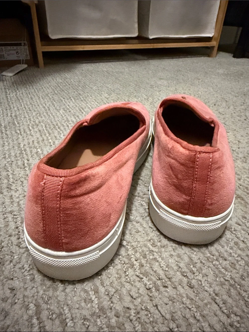 Stubbs & Wooten Coral Velvet Slip-On Sneakers with Palm Embroidery, Sz 8